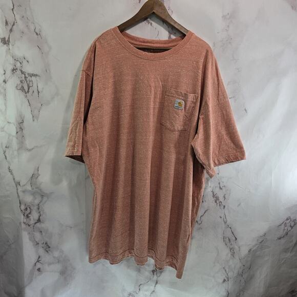 Carhartt T Shirt Mens 2XL T Orange Pocket Loose Fit Tee Short Sleeve Heathered - Picture 1 of 11